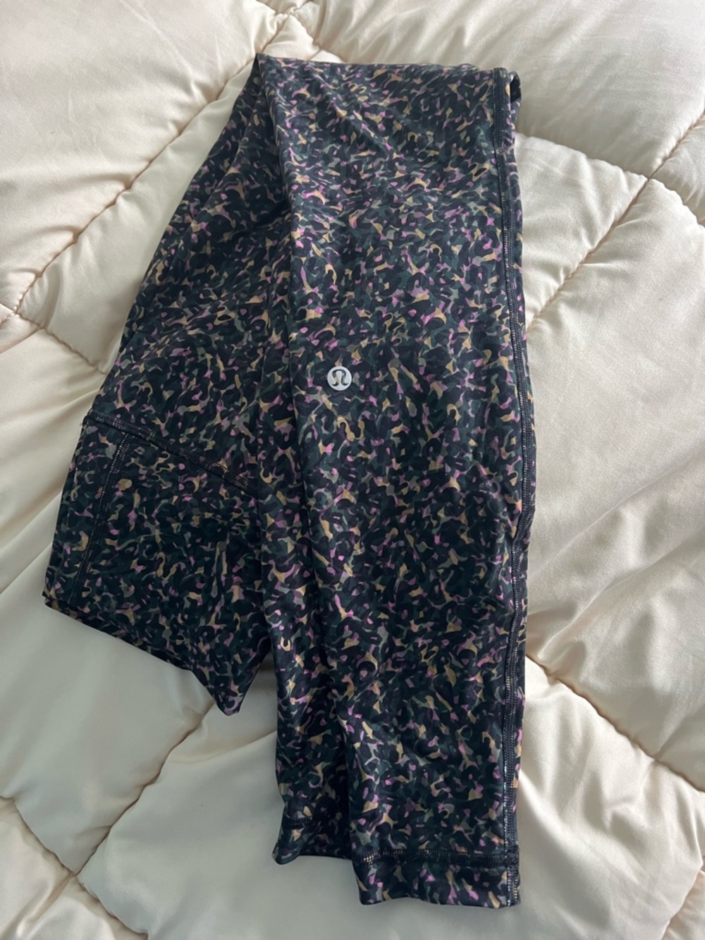 Lululemon Black & Purple Camo Wunder Train Leggings